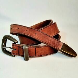 Vintage Surcingle Style Belt XL Copper Brown Metal Hardware Contrast Stitch
